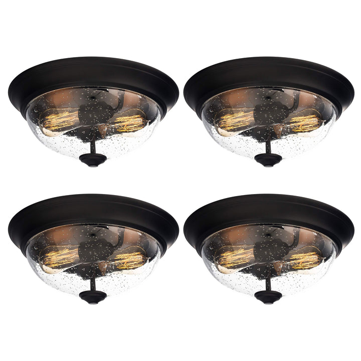 Prominence Home 4 Pack 13” Flush Mount Indoor Ceiling Light, Madalyn, Bronze