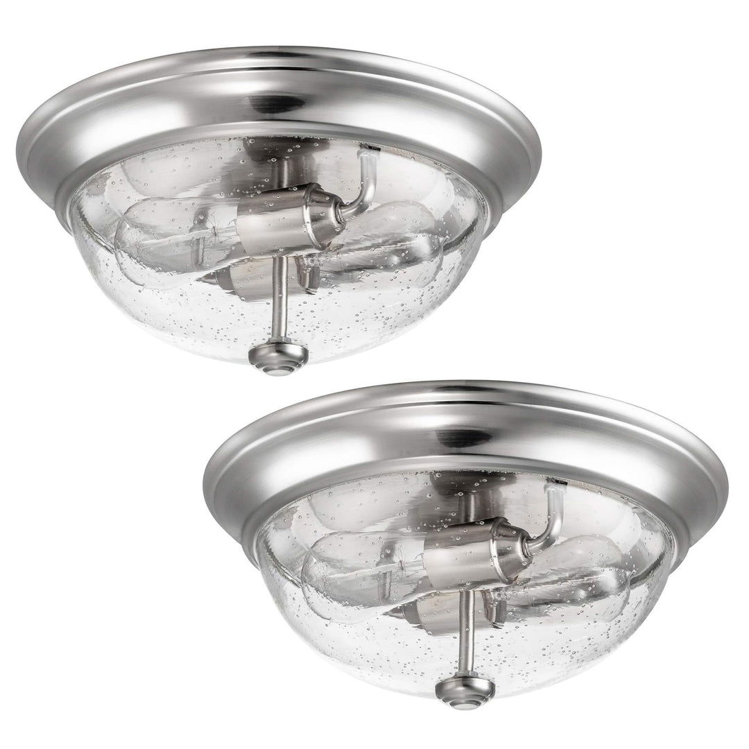 Prominence Home 2 Pack 13” Flush Mount Seeded Ceiling Light, Madalyn, Nickel