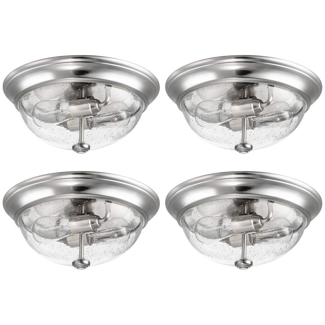 Prominence Home 4 Pack 13” Flush Mount Seeded Ceiling Light, Madalyn, Nickel