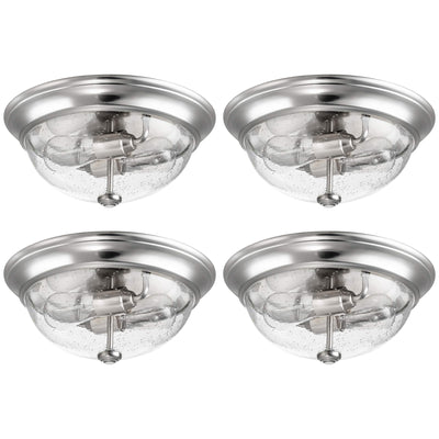 Prominence Home 4 Pack 13” Flush Mount Seeded Ceiling Light, Madalyn, Nickel - VMInnovations