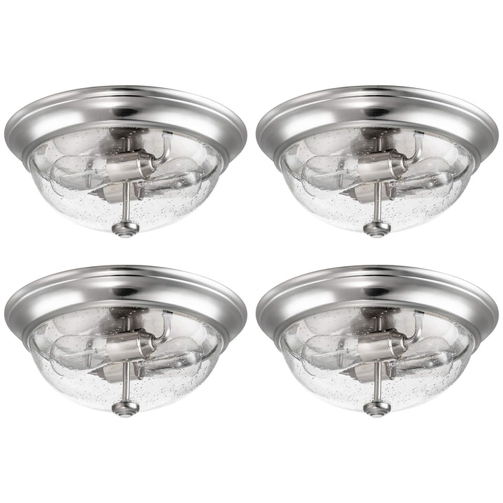 Prominence Home 4 Pack 13” Flush Mount Seeded Ceiling Light, Madalyn, Nickel