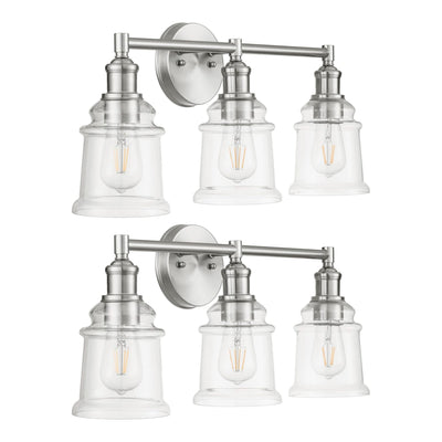 Prominence Home 2 Pack Eaton Ridge 3 Light Industrial Bathroom Vanity, Nickel