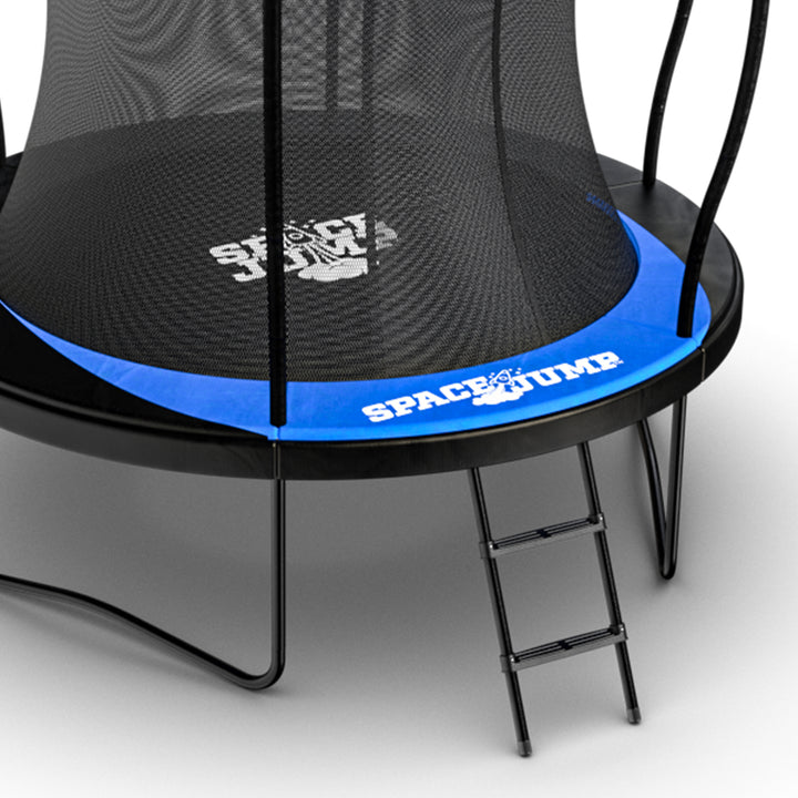 SpaceJump Lunar 8' Trampoline, Outdoor Bouncer with Net and Eclipse Sun Shade