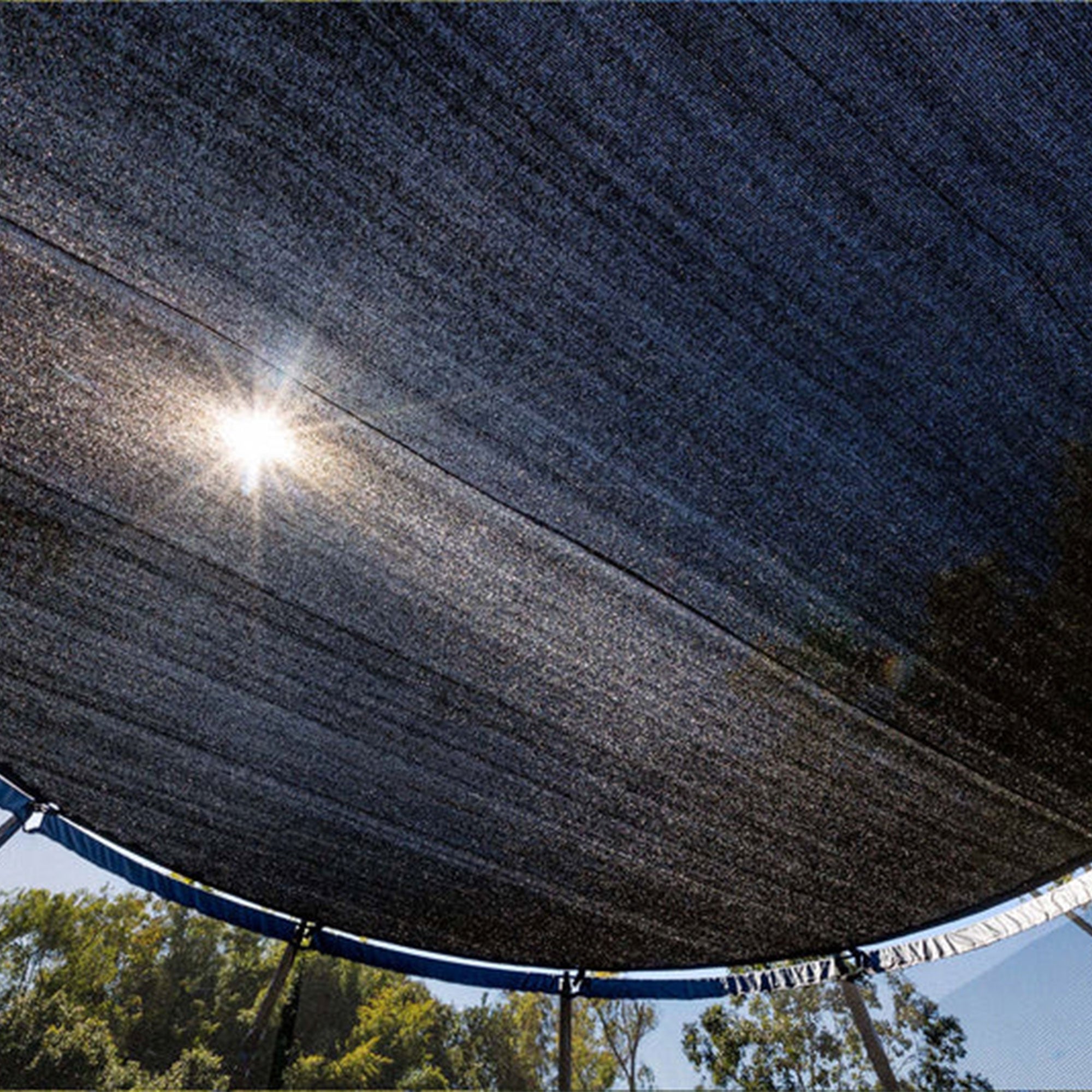 SpaceJump Astro 14' Round Outdoor Trampoline with Safety Net & Eclipse Sun Shade