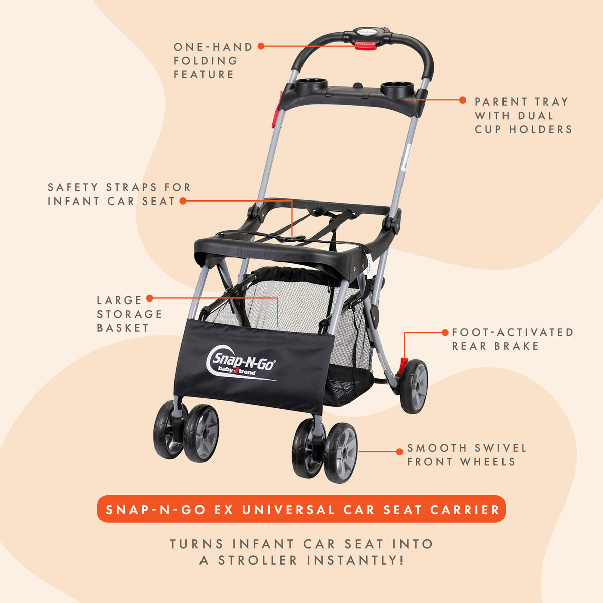 Baby Trend Snap N Go EX Universal Infant Car Seat Carrier Frame (Open Box) - VMInnovations