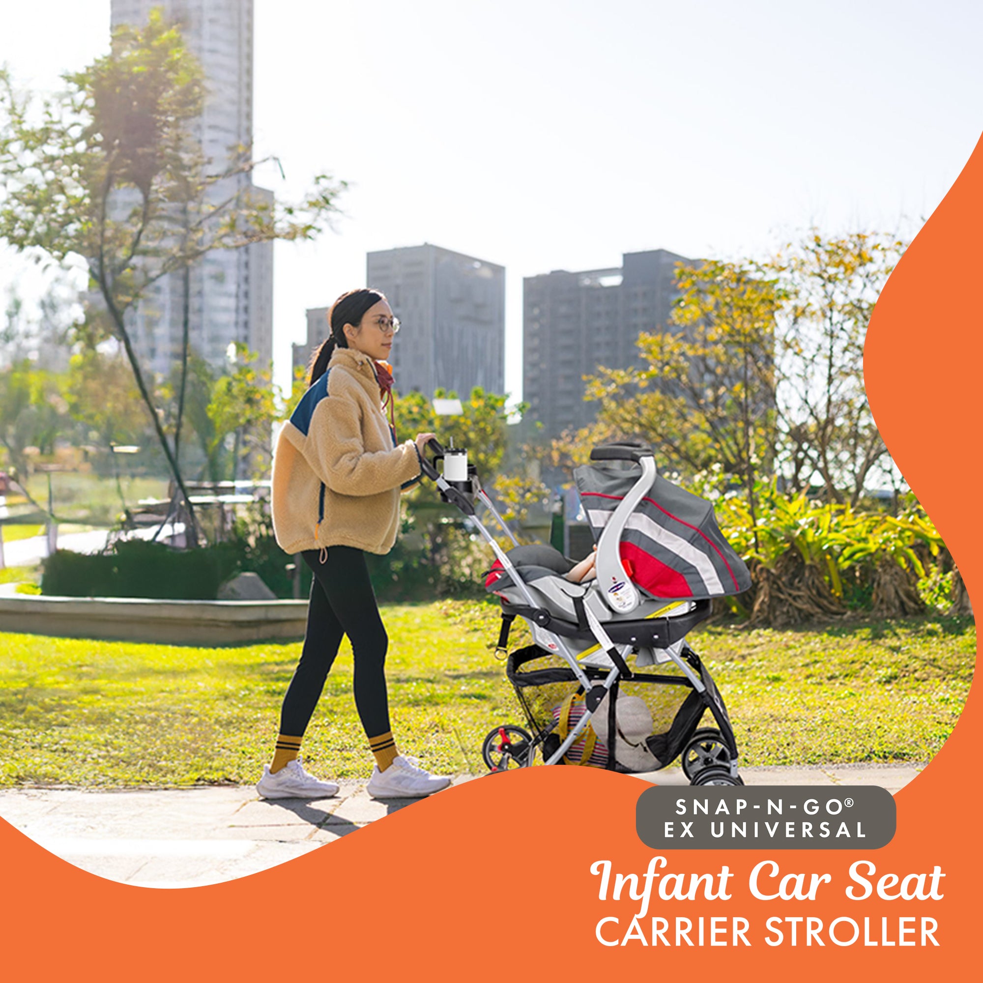 Baby Trend Snap N Go EX Infant Car Seat Frame & Travel System Cover, Black/Khaki - VMInnovations