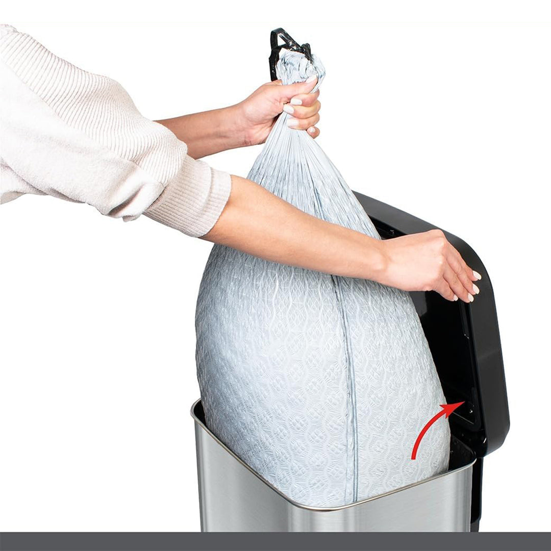 Glad Step Trash Can, Soft Close Lid Bin with Odor Protection, 13 Gal, Stainless