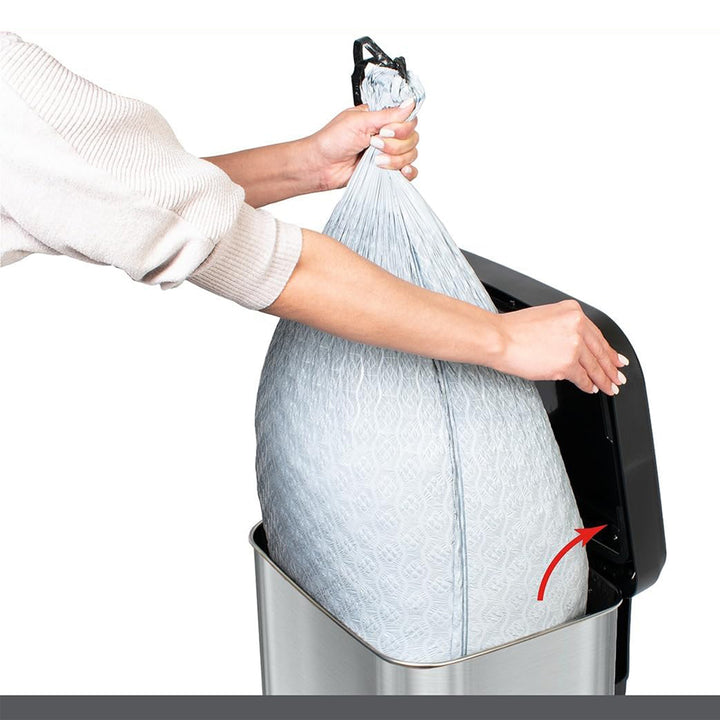 Glad Step Trash Can, Soft Close Lid Bin with Odor Protection, 13 Gal, Stainless