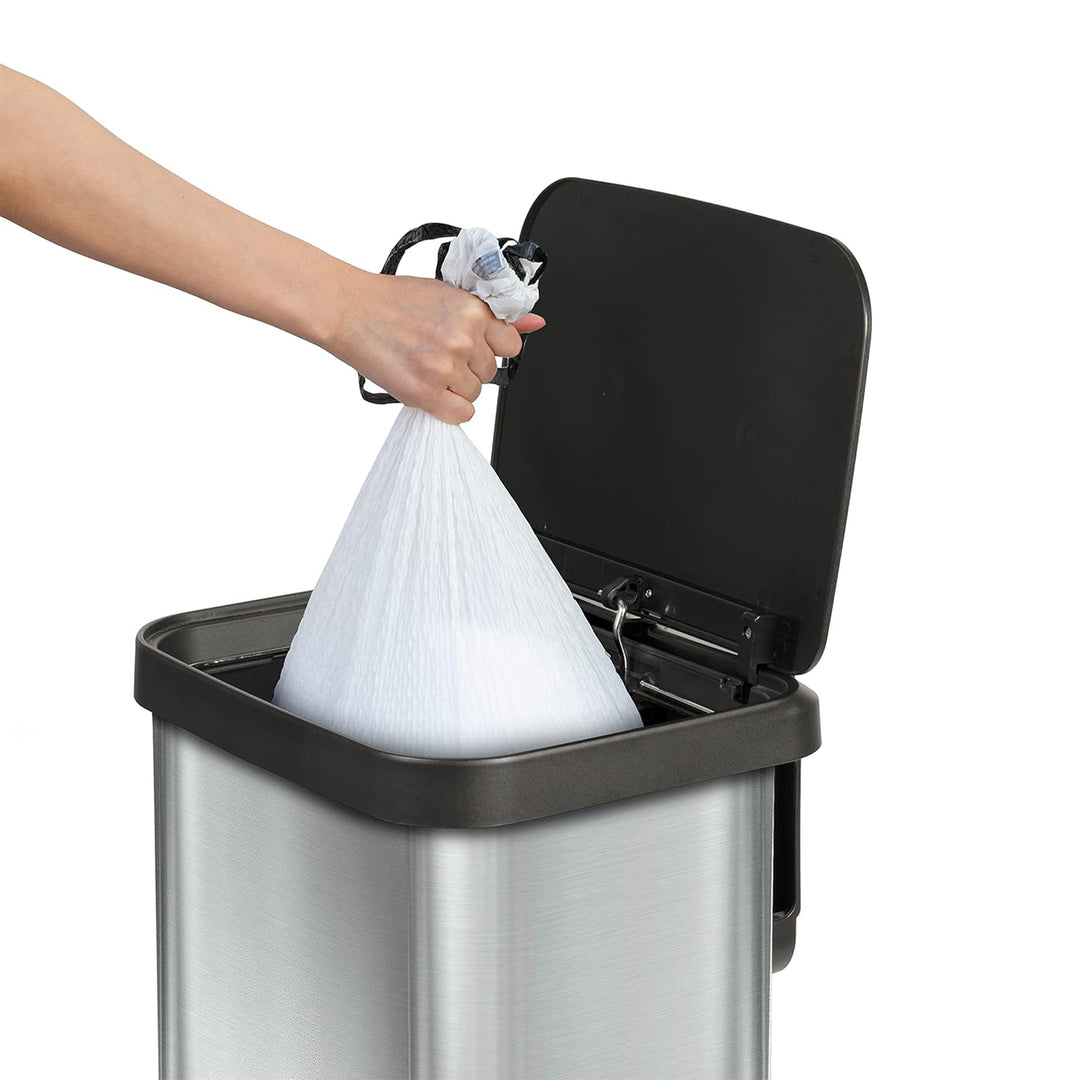 Glad Step Trash Can, Soft Close Lid Bin with Odor Protection, 13 Gal, Stainless