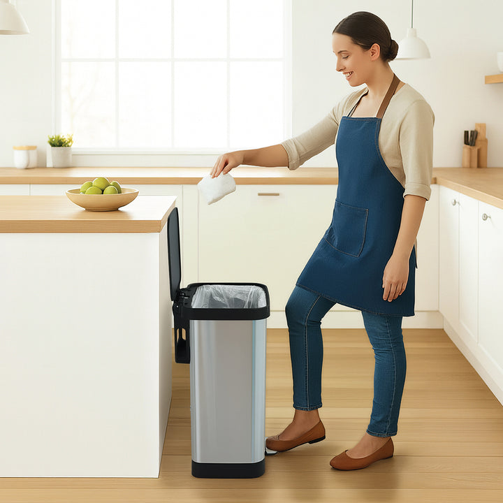 Glad Step Trash Can, Soft Close Lid Bin with Odor Protection, 13 Gal, Stainless