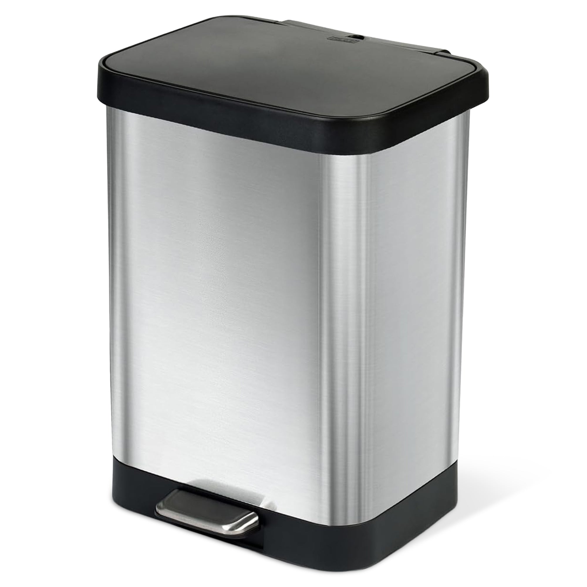 Glad Step Trash Can, Soft Close Lid Bin with Odor Protection, 13 Gal, Stainless - VMInnovations