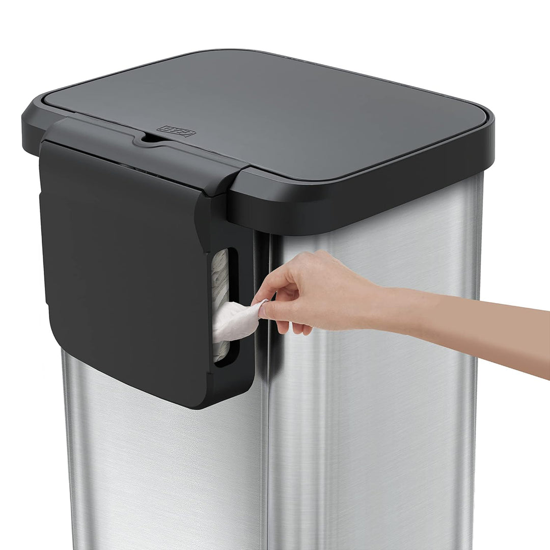 Glad Step Close Lid Bin w/Odor Protection, 13 Gal, Stainless (Open Box)