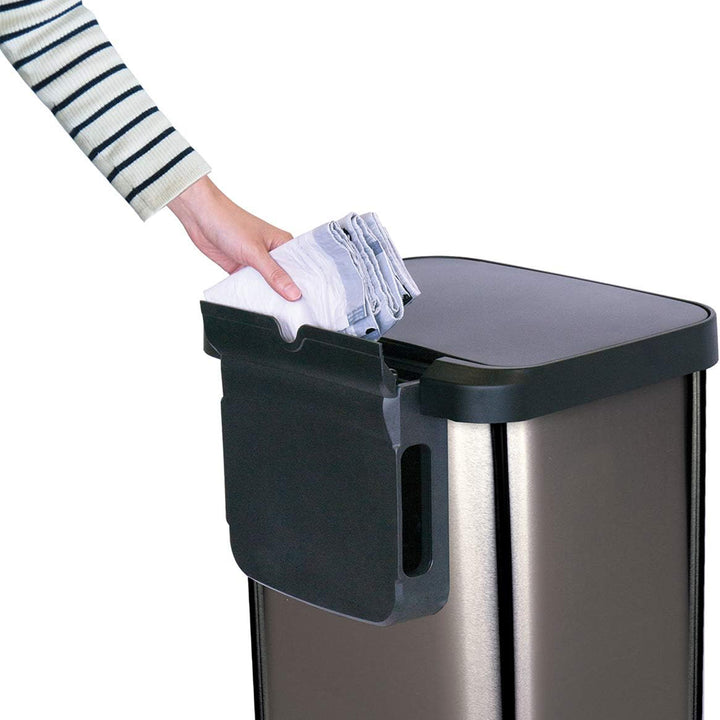 Glad Step Trash Can, Soft Close Lid Bin with Odor Protection, 13 Gallon, Pewter