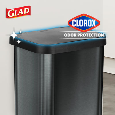 Glad Step Trash Can, Soft Close Lid Bin with Odor Protection, 13 Gal (Open Box)