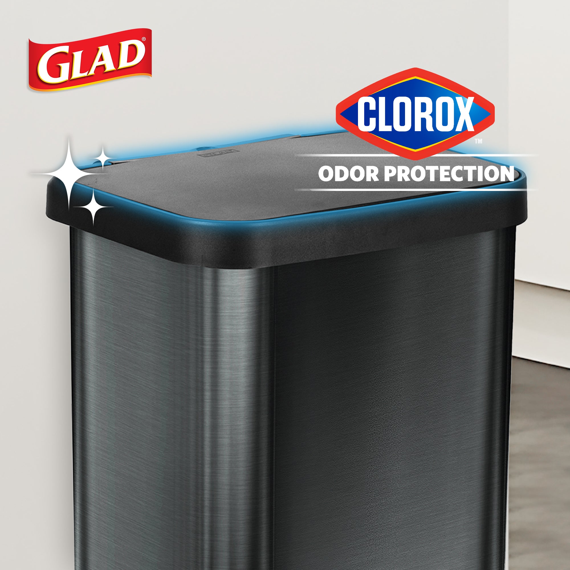 Glad Step Trash Can, Soft Close Lid with Odor Protection, 13 Gal, Pewter (Used)