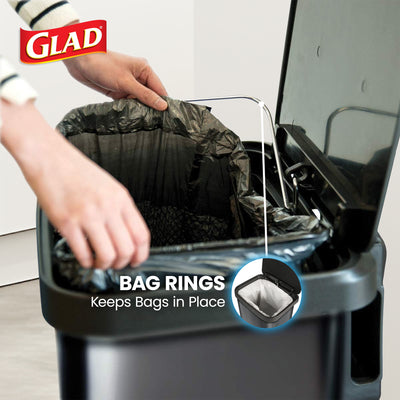 Glad Step Trash Can, Soft Close Lid with Odor Protection, 13 Gal, Pewter (Used)
