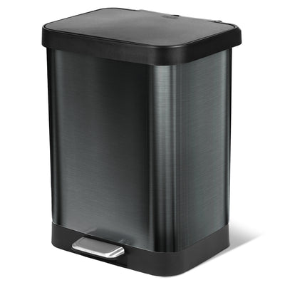 Glad Step Trash Can, Soft Close Lid with Odor Protection, 13 Gal, Pewter (Used)
