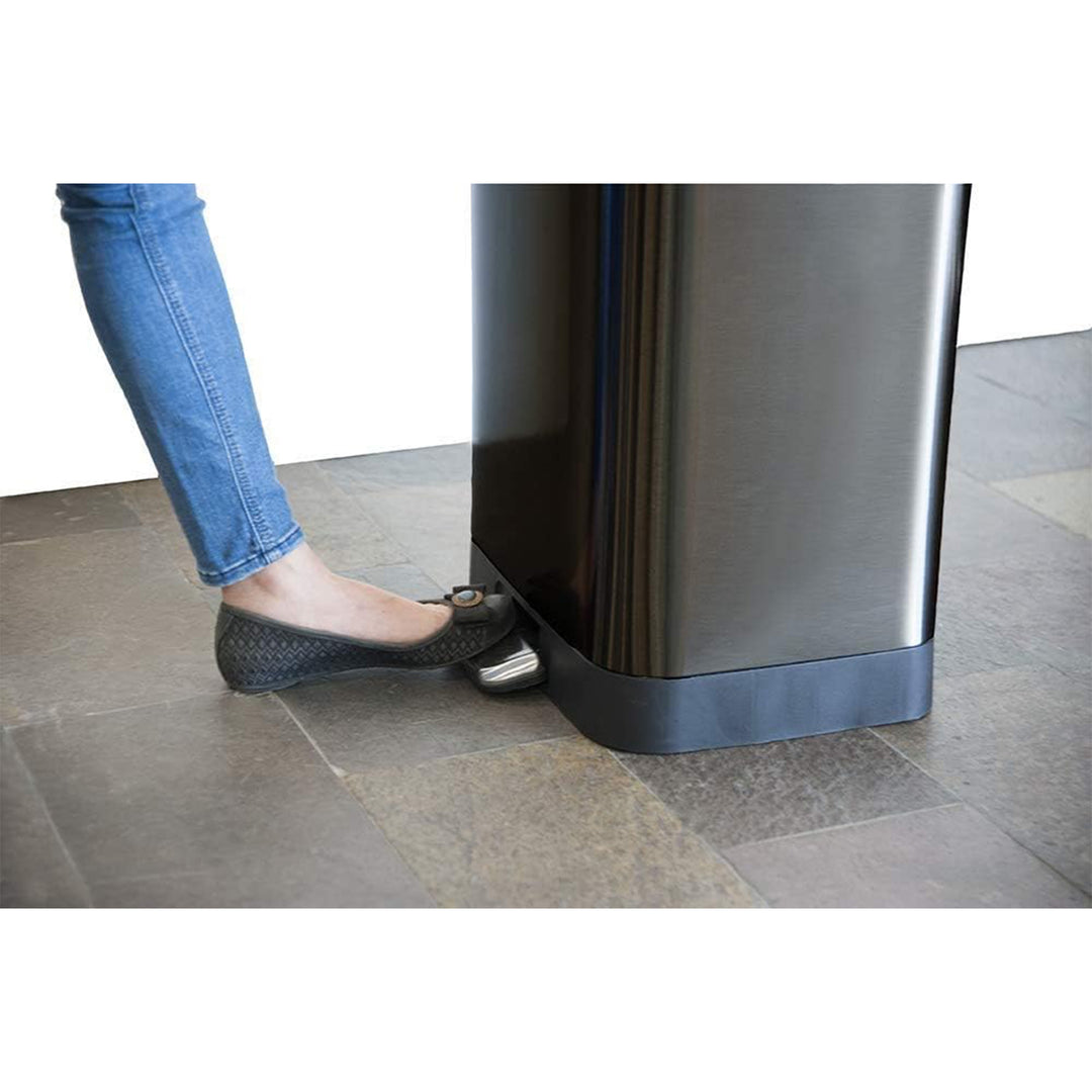 Glad Step Trash Can, Soft Close Lid Bin with Odor Protection, 13 Gallon, Pewter