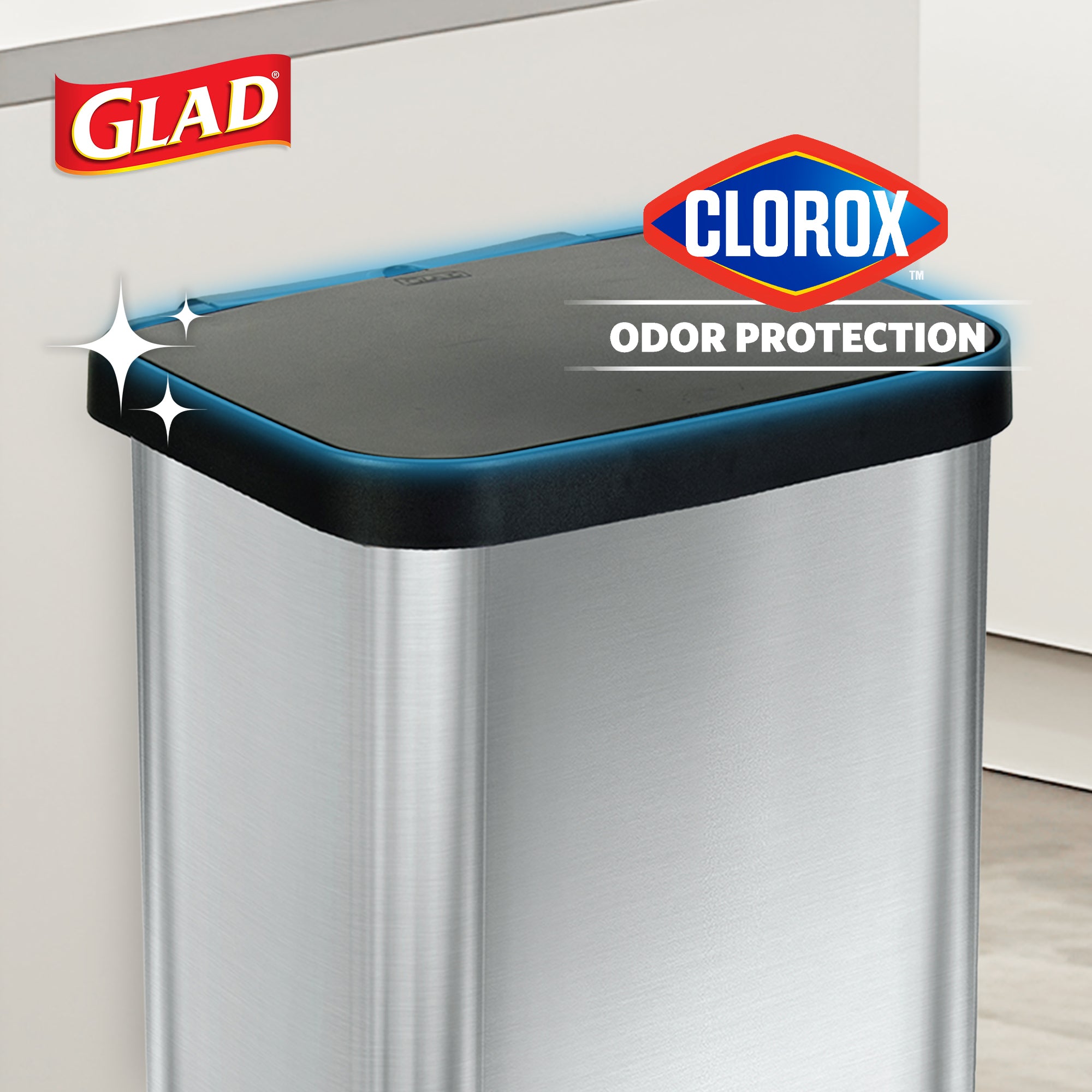 Glad Step Trash Can, Soft Close Lid Bin w/Odor Protection, 20 Gal (Open Box) - VMInnovations