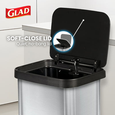 Glad Step Trash Can, Soft Close Lid Bin with Odor Protection, 20 Gal (Open Box) - VMInnovations