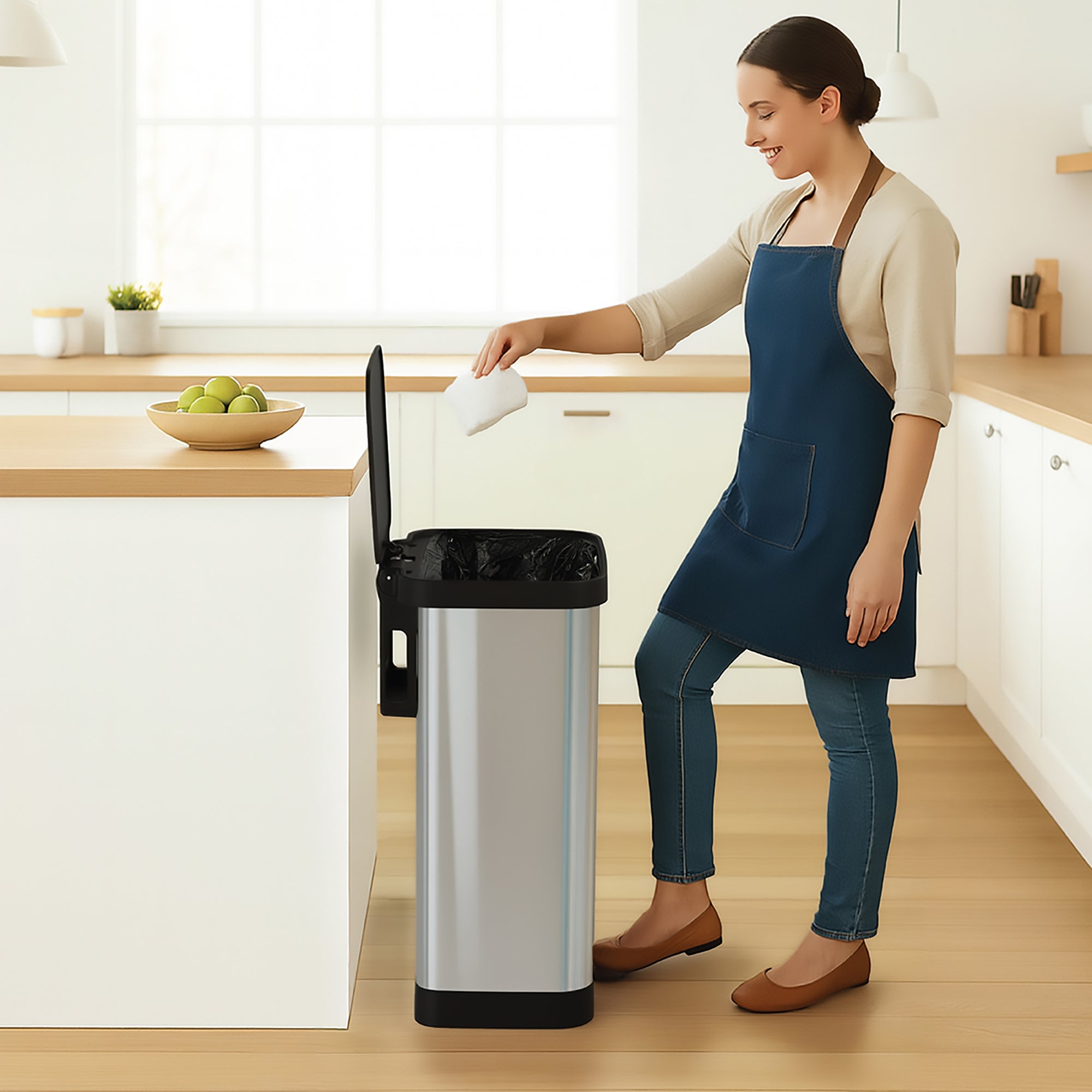Glad Step Trash Can, Soft Close Lid Bin w/Odor Protection, 20 Gal (Open Box)