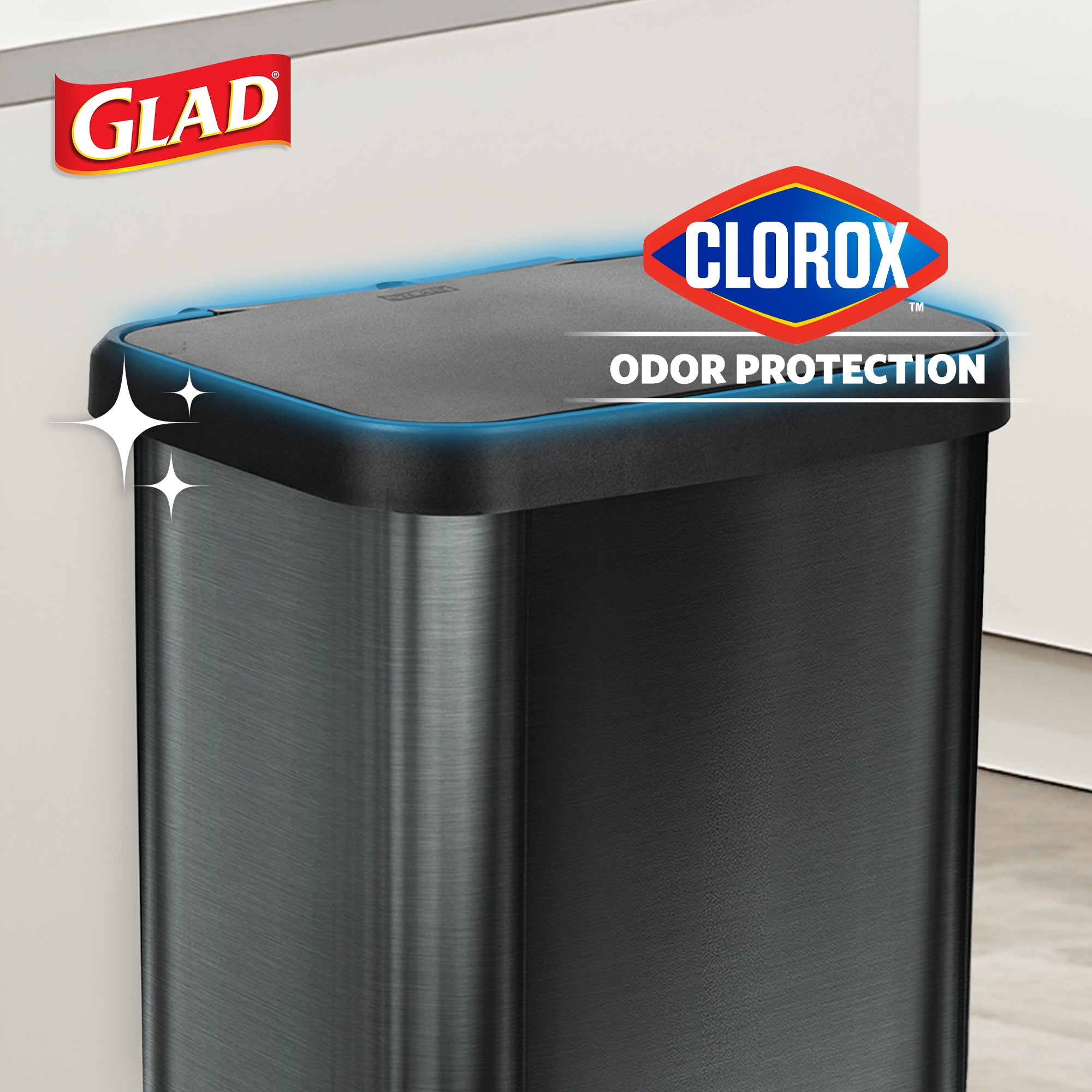 Glad Step Trash Can, Soft Close Lid Bin with Odor Protection, 20 Gal (Open Box)
