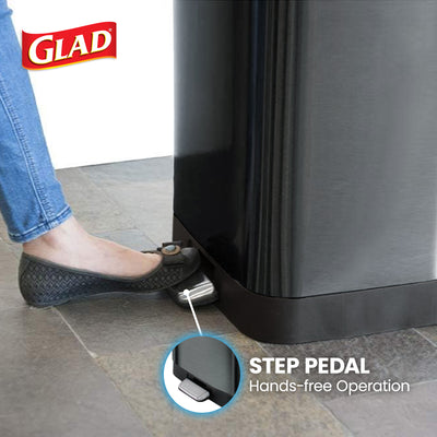 Glad Step Trash Can, Soft Close Lid Bin w/Odor Protection, 20 Gallon (Used)