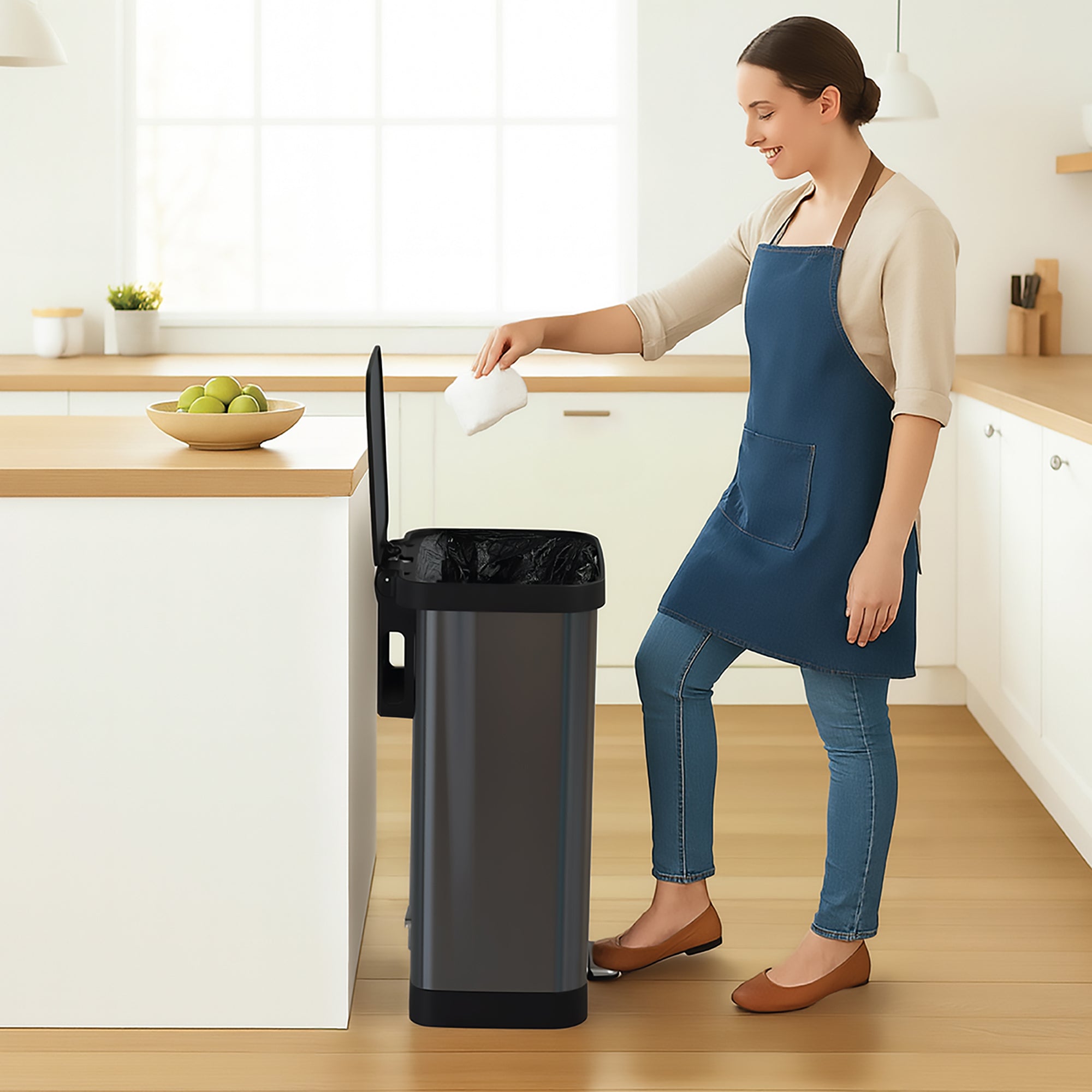 Glad Step Trash Can, Soft Close Lid Bin w/Odor Protection, 20 Gallon (Used)