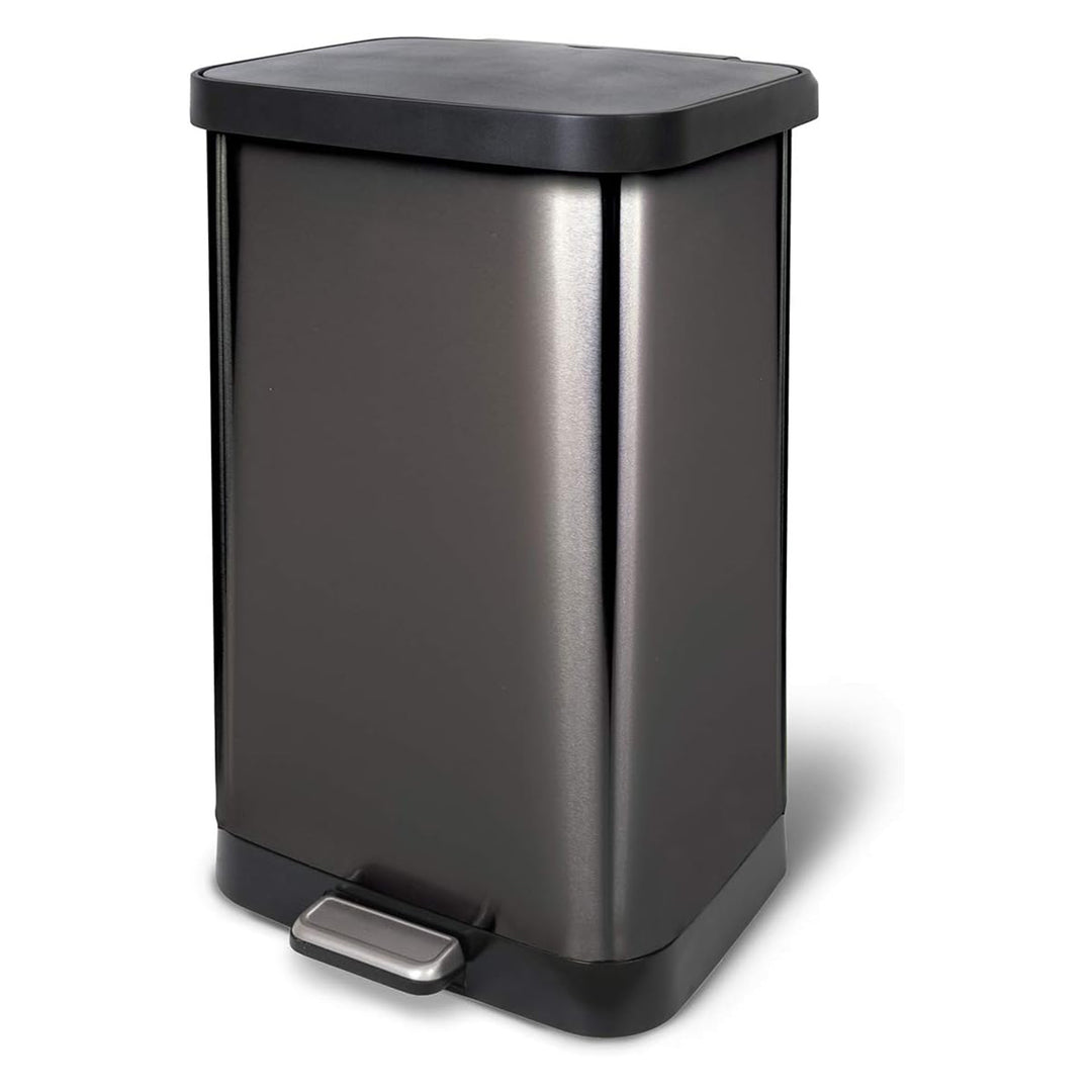 Glad Step Trash Can, Soft Close Lid Bin with Odor Protection, 20 Gallon, Pewter
