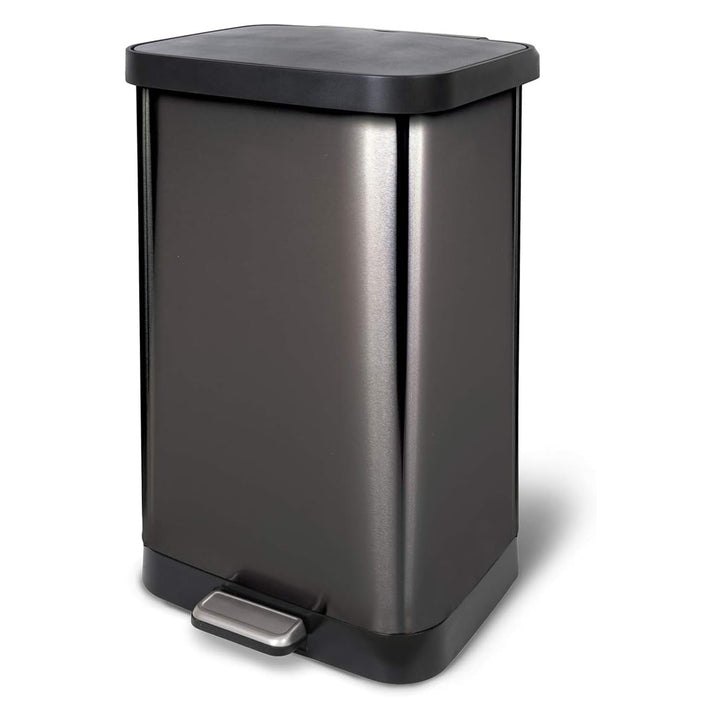 Glad Step Trash Can, Soft Close Lid Bin with Odor Protection, 20 Gallon, Pewter