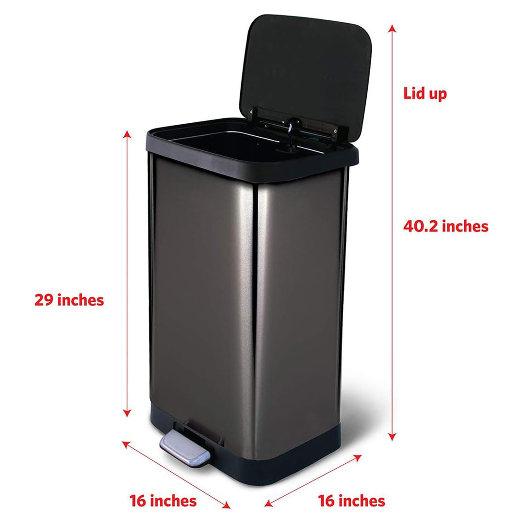 Glad Step Trash Can, Soft Close Lid Bin with Odor Protection, 20 Gallon, Pewter