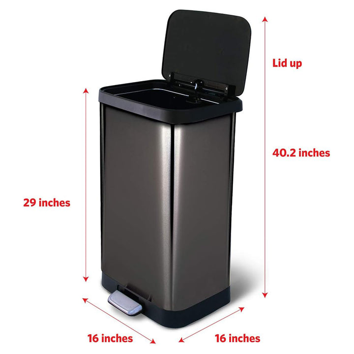 Glad Step Trash Can, Soft Close Lid Bin with Odor Protection, 20 Gallon, Pewter