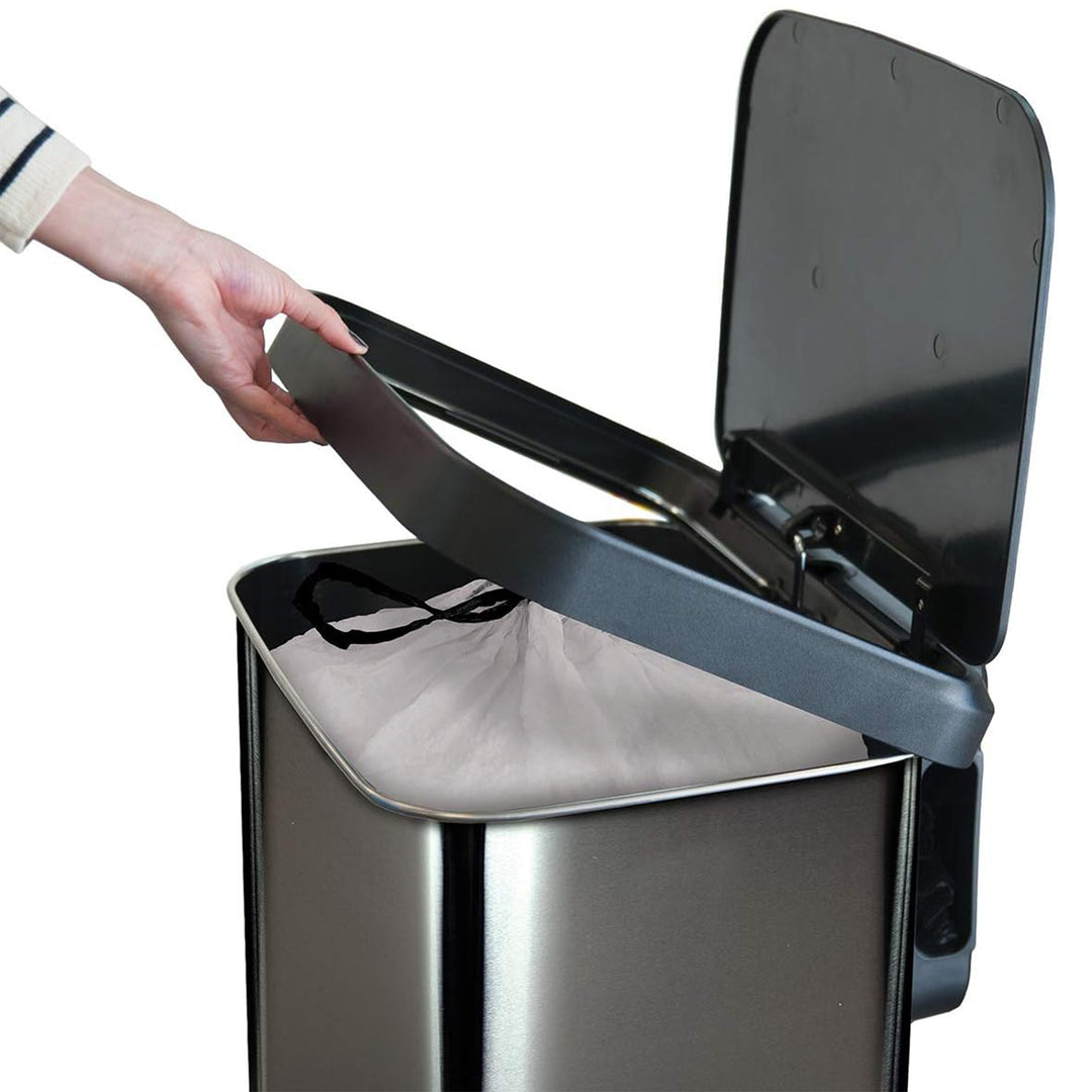 Glad Step Trash Can, Soft Close Lid Bin with Odor Protection, 20 Gallon, Pewter
