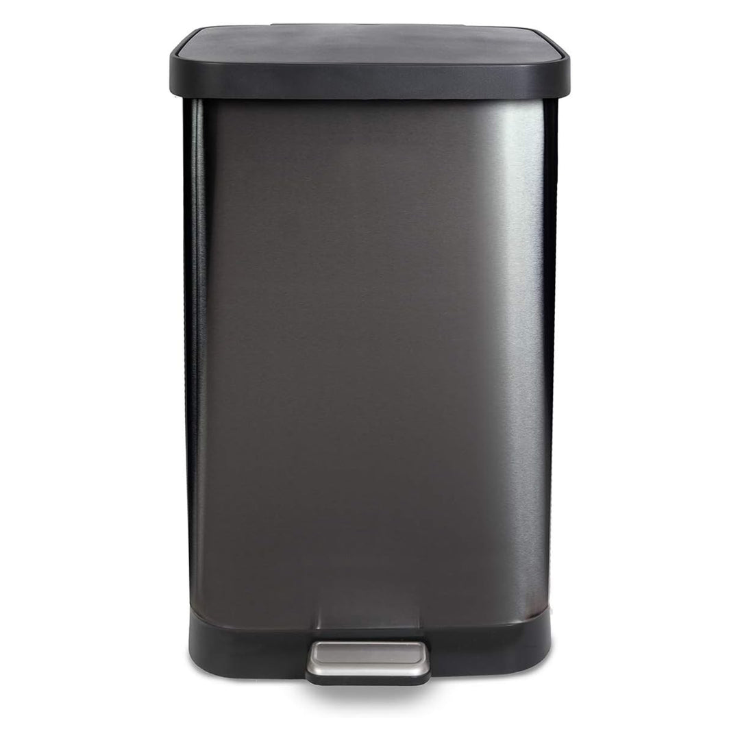 Glad Step Trash Can, Soft Close Lid Bin with Odor Protection, 20 Gallon, Pewter