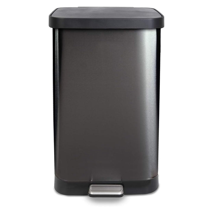 Glad Step Trash Can, Soft Close Lid Bin with Odor Protection, 20 Gallon, Pewter