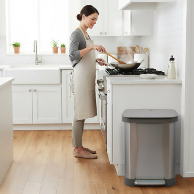Glad Step Trash Can, Series 2 Soft Close Bin with Odor Protection (Open Box)