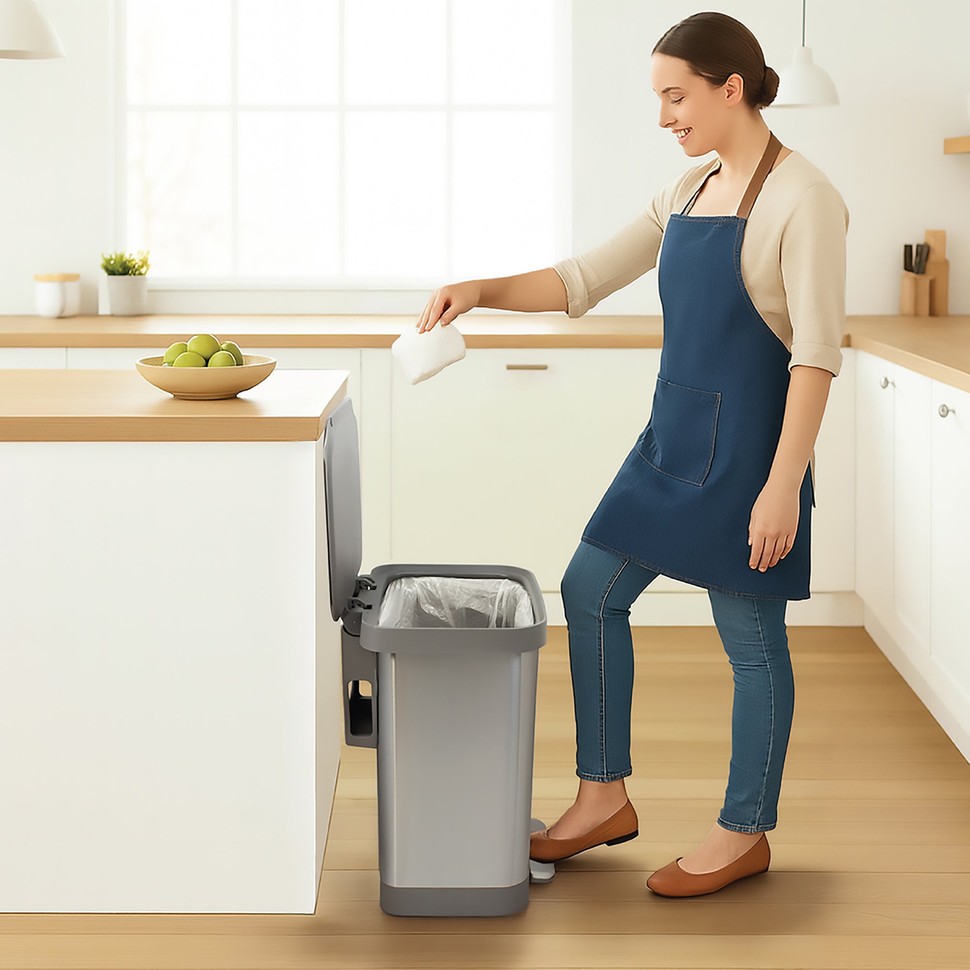 Glad Step Trash Can, Series 2 Soft Close Bin with Odor Protection (Open Box)