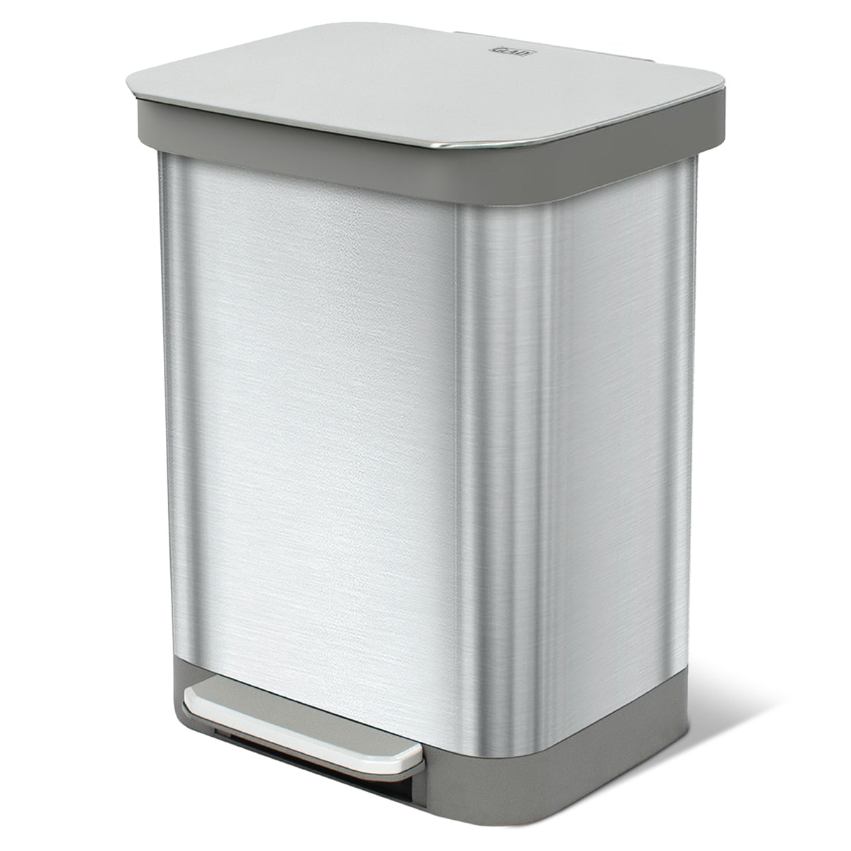 Glad Step Trash Can, Series 2 Soft Close Bin with Odor Protection, 13 Gal, Metal