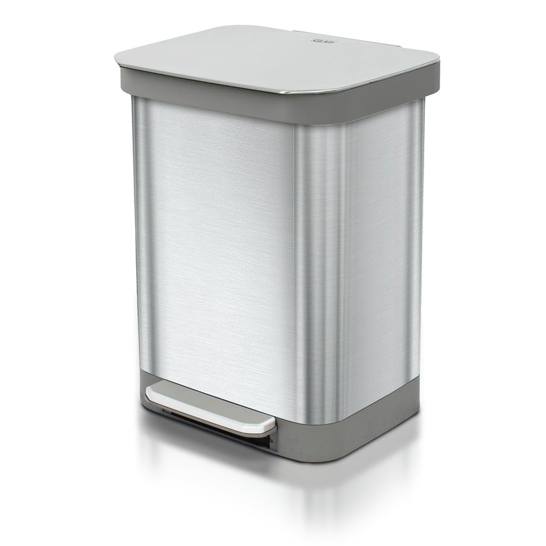 Glad Step Trash Can, Series 2 Soft Close Bin with Odor Protection, 13 Gal, Metal