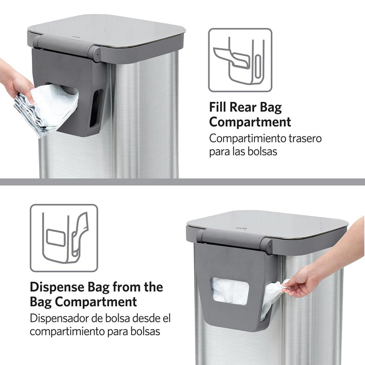Glad Step Trash Can, Series 2 Soft Close Bin with Odor Protection, 13 Gal, Metal