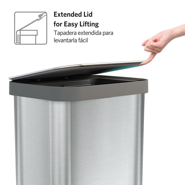 Glad Step Trash Can, Series 2 Soft Close Bin with Odor Protection, 13 Gal, Metal