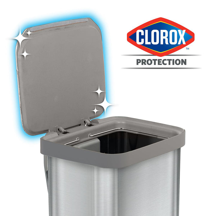 Glad Step Trash Can, Series 2 Soft Close Bin with Odor Protection, 13 Gal, Metal