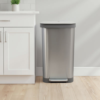 Glad Step Trash Can, Series 2 Soft Close Bin with Odor Protection, 20 Gal, Metal