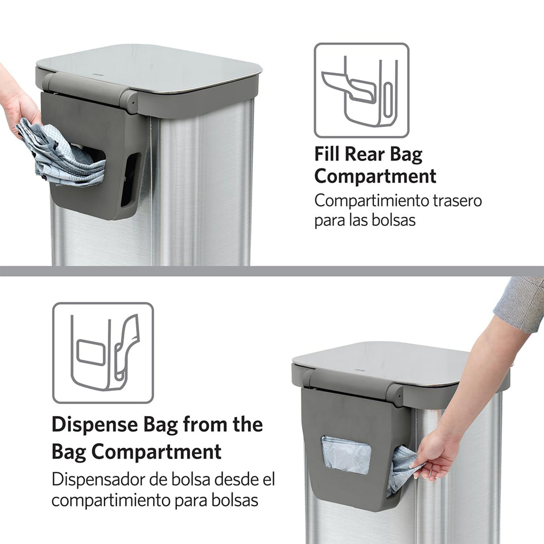 Glad Step Trash Can, Series 2 Soft Close Bin with Odor Protection, 20 Gal, Metal
