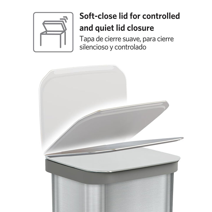 Glad Step Trash Can, Series 2 Soft Close Bin with Odor Protection, 20 Gal, Metal