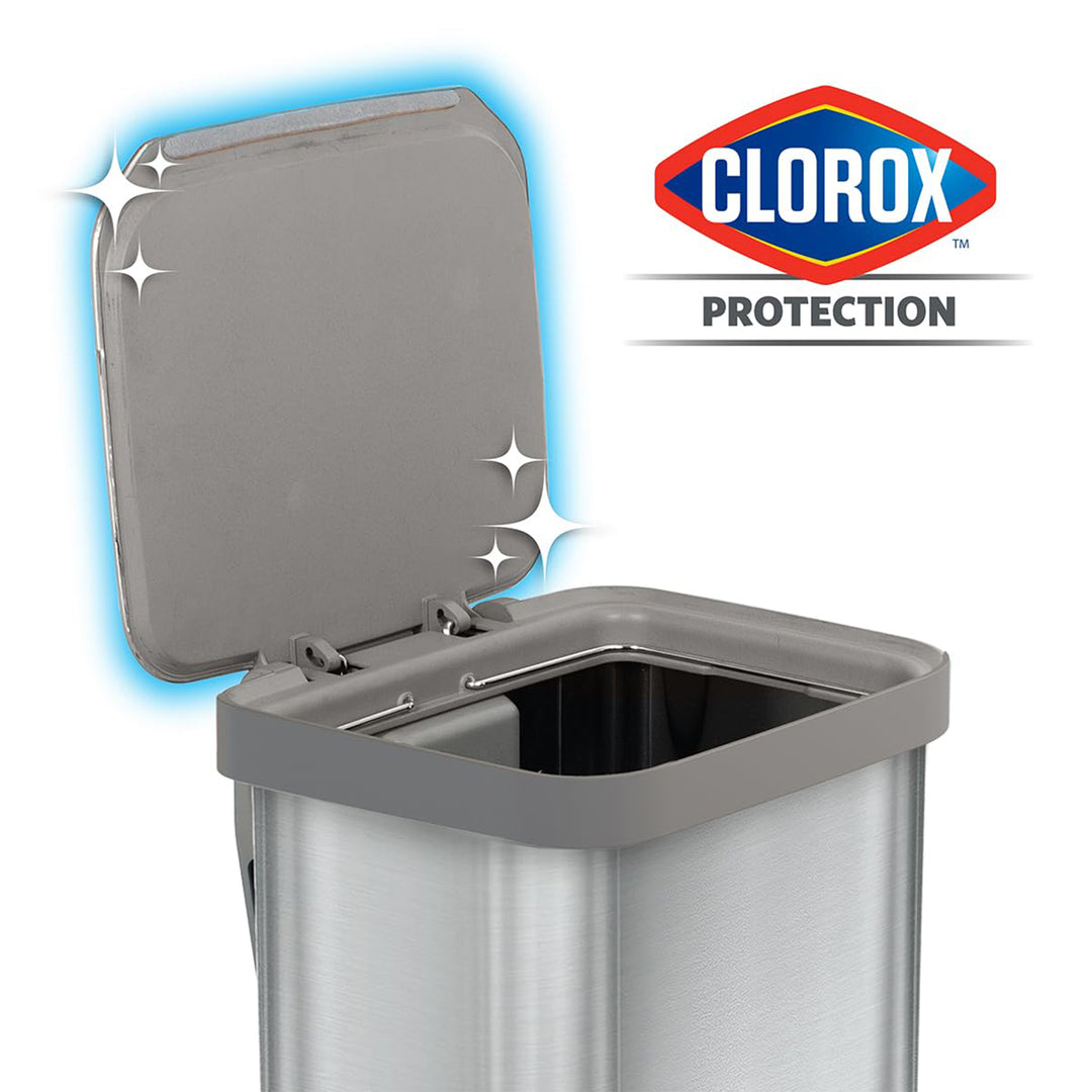 Glad Step Trash Can, Series 2 Soft Close Bin with Odor Protection, 20 Gal, Metal