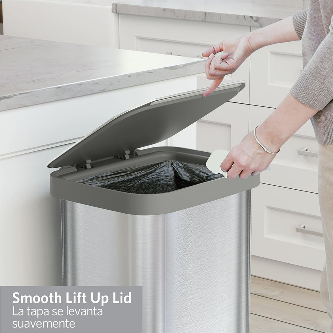 Glad Step Trash Can, Series 2 Soft Close Bin with Odor Protection, 20 Gal, Metal