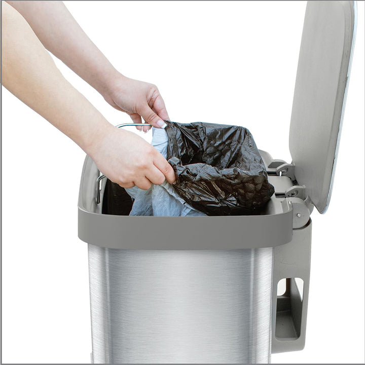 Glad Step Trash Can, Series 2 Soft Close Bin with Odor Protection, 20 Gal, Metal