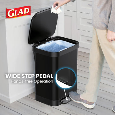 Glad Step Trash Can, Series 2 Soft Close Bin with Odor Protection, 13 Gal (Used) - VMInnovations