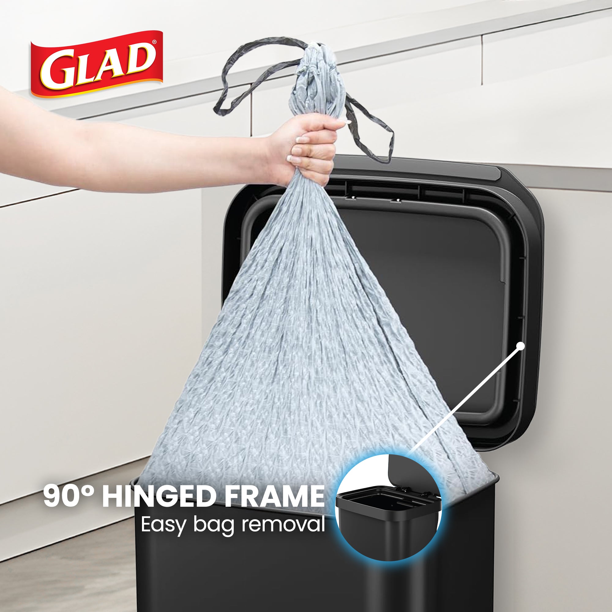 Glad Step Trash Can, Series 2 Soft Close Bin with Odor Protection, 13 Gal (Used)